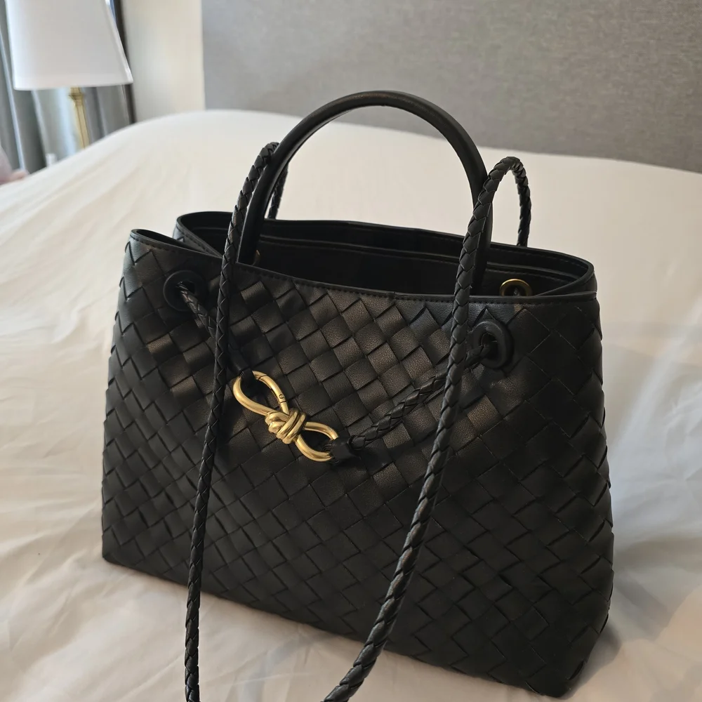 Black Woven Tote Bag - Picture 6 of 12